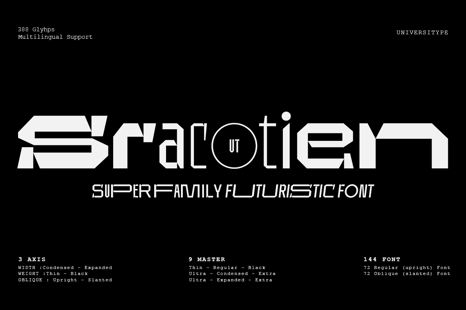 UT Sracotien - A Modern Futuristic Super Family Font