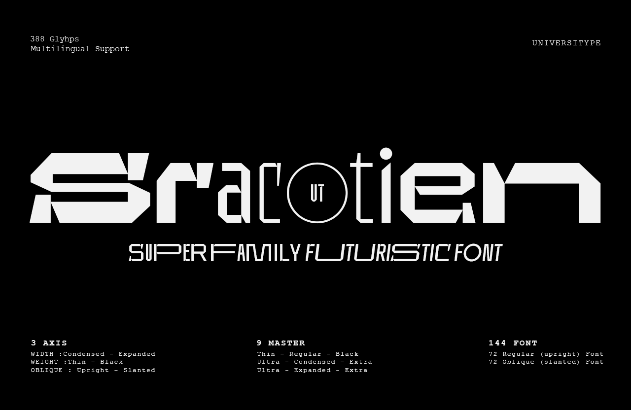 UT Sracotien - A Modern Futuristic Super Family Font