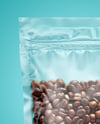 Transparent Pouch with Coffee Beans Mockup