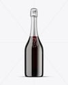 Green Glass Red Champagne Bottle Mockup