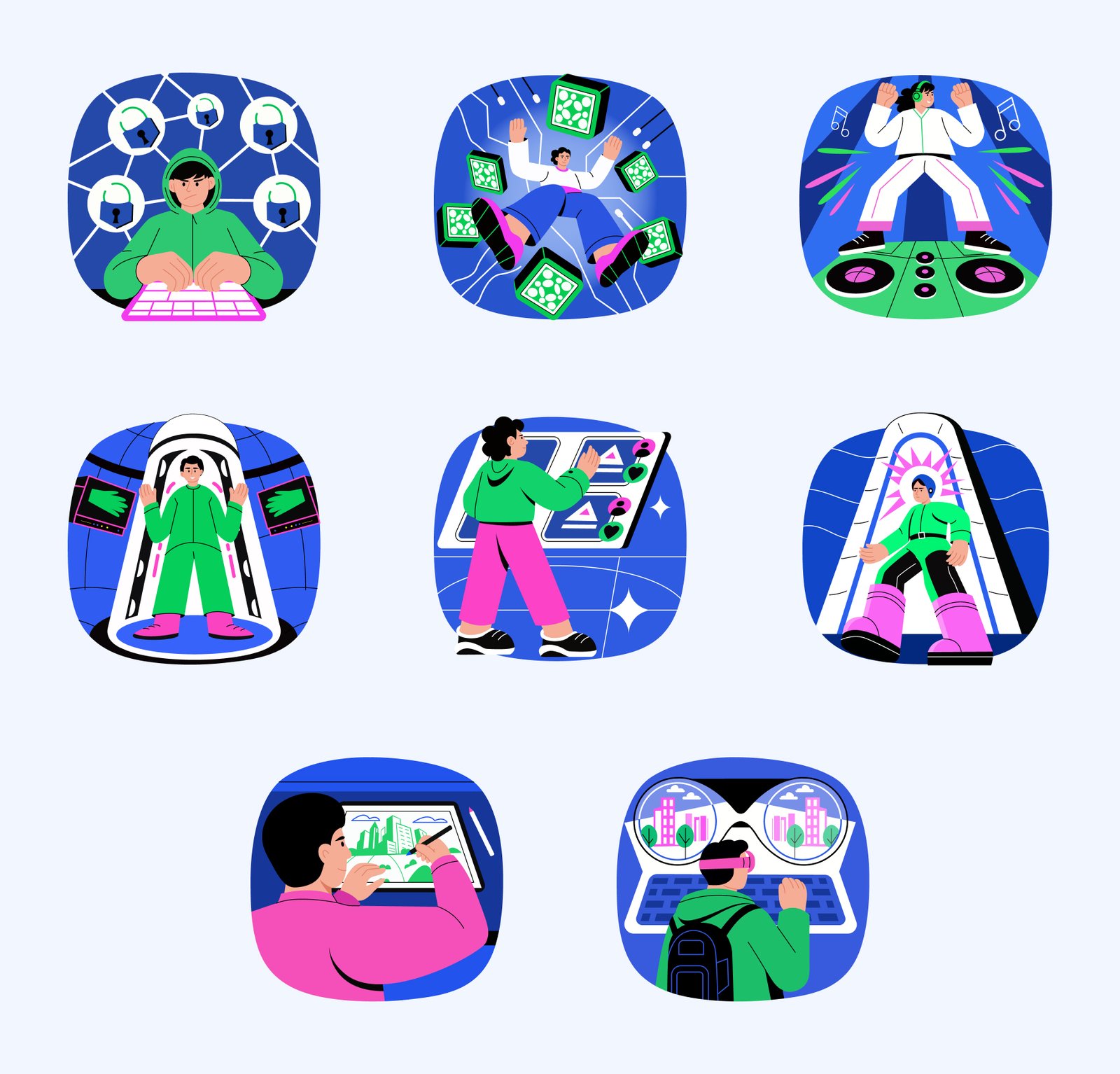 Metaverse Technology Illustration Set