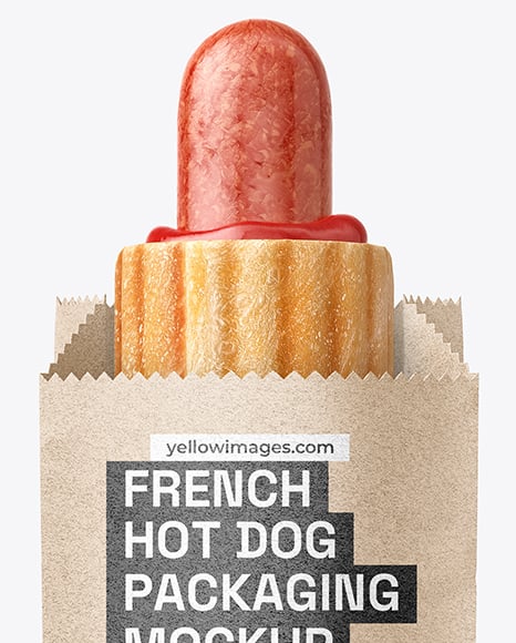 Kraft Paper Bag with Hot Dog Mockup