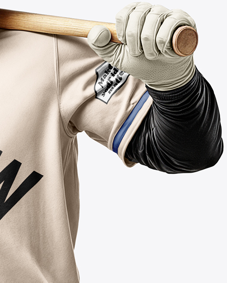 A Black Man Wearing a Full Baseball Kit with Bat Mockup