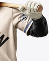 A Black Man Wearing a Full Baseball Kit with Bat Mockup