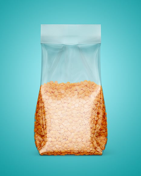 Transparent Package with Lentils Mockup