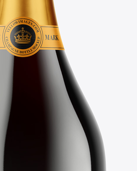 Green Glass Red Champagne Bottle Mockup