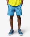 Black Man Wearing T-shirt and Shorts Mockup