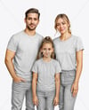 Family with a Girl Wearing T-shirts and Jeans Mockup