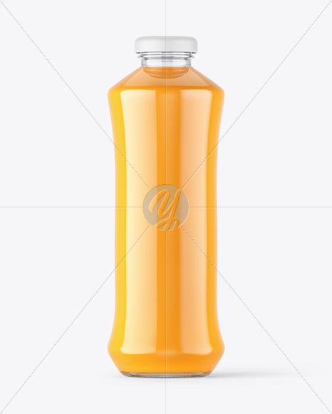 Glass Bottle with Orange Juice Mockup