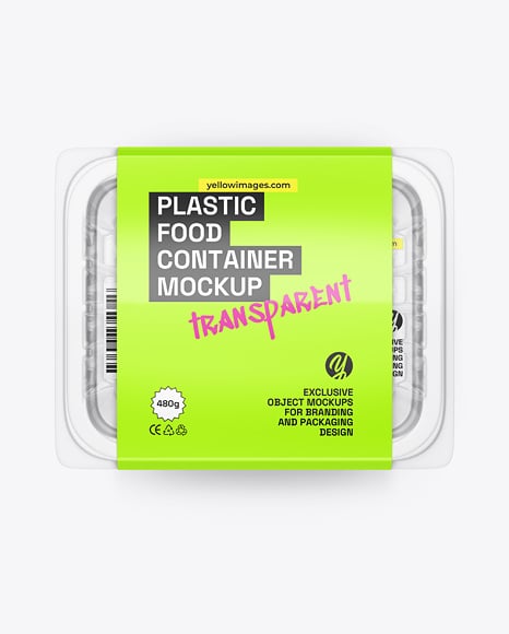 Clear Plastic Food Container in Paper Sleeve Mockup
