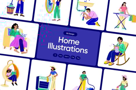 Home Illustration Art Set