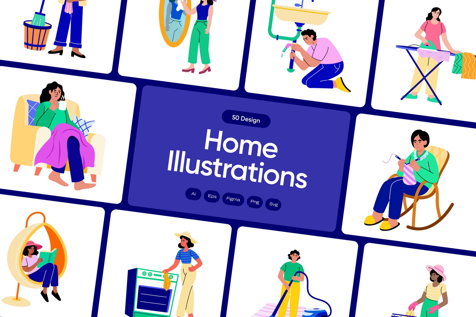 Home Illustration Art Set