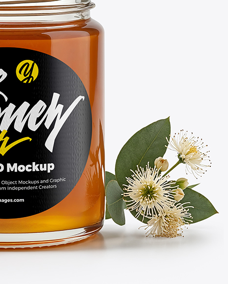 Glass Jar with Eucalyptus Honey Mockup