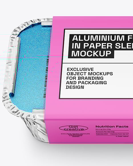 Aluminium Foil Tray Container in Paper Sleeve Mockup