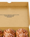 Opened Kraft Box W/ Cinnamon Buns Mockup