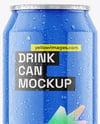 500ml Glossy Drink Can with Drops Mockup