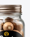 Glass Jar with Whole Nutmeg Mockup