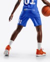 Afro-American Female Basketball Player Wearing Full Basketball Uniform Mockup