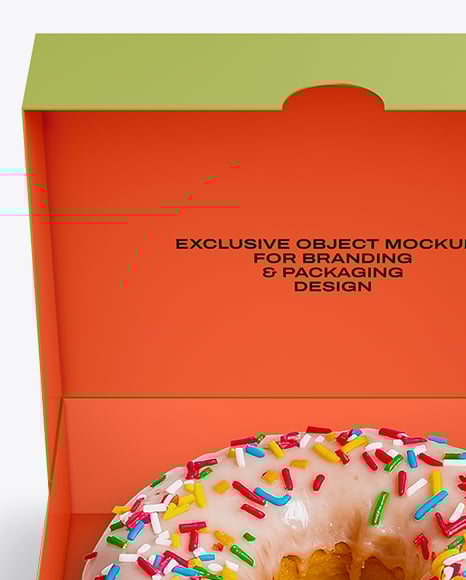 Opened Box With Donut Mockup