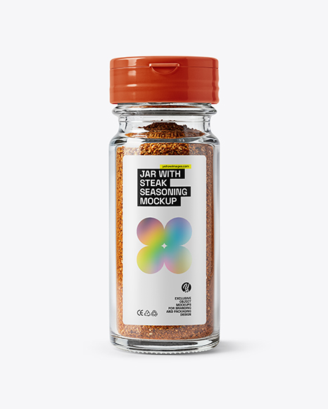Clear Glass Jar with Steak Seasoning Mockup - Realistic mockups