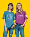 Two Young Women Wearing T-shirts and Jeans Mockup
