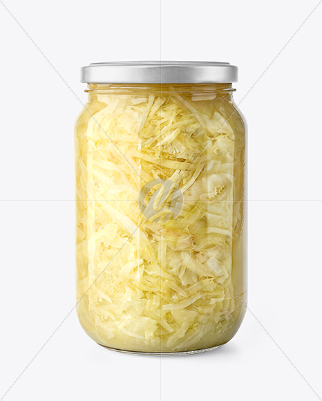 Clear Glass Jar with Sauerkraut Mockup