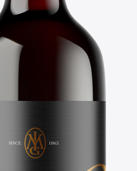 Antique Green Glass Red Wine Bottle Mockup