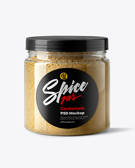Plastic Jar with Ground Cardamom Mockup - Realistic mockups