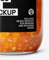 Clear Glass Jar with Orange Jam Mockup
