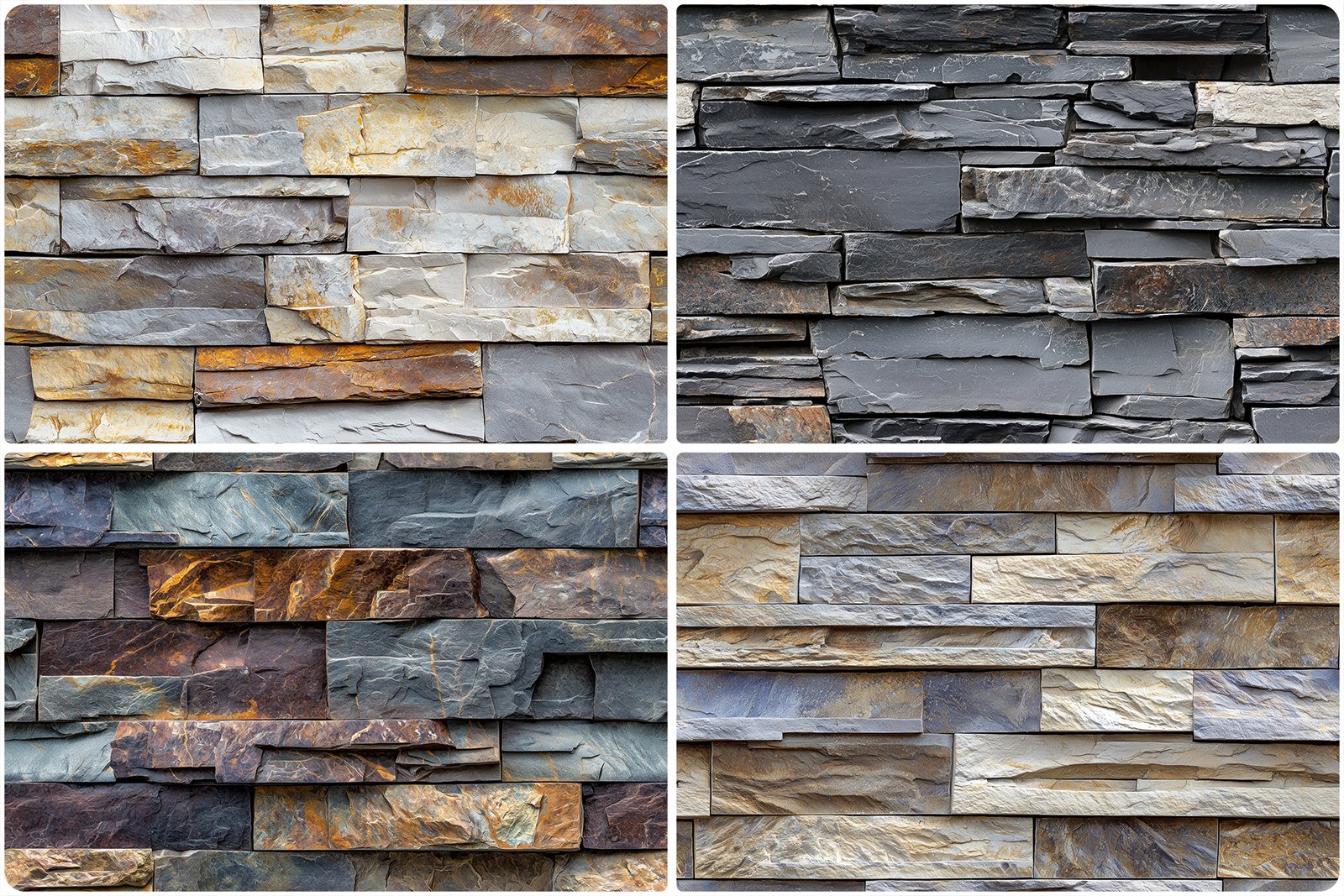 30 Stacked Stone Cladding Texture Backgrounds