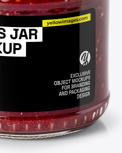 Clear Glass Jar with Raspberry Jam Mockup