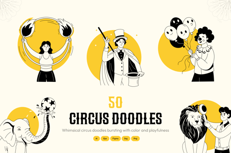 Circus Drawing Art Set - Doodle animations