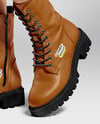 Combat Boots on Women's Legs with Dress Mockup