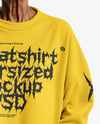 Old Black Woman Wearing Sweatshirt & Sweatpants Mockup