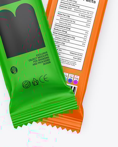 Two Matte Stick Sachets Mockup