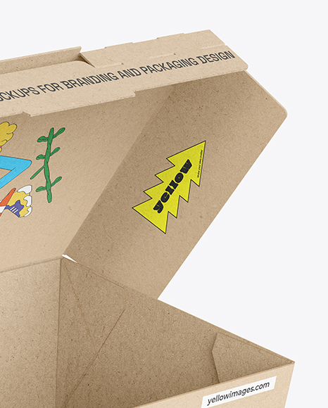 Opened Kraft Paper Food Box Mockup