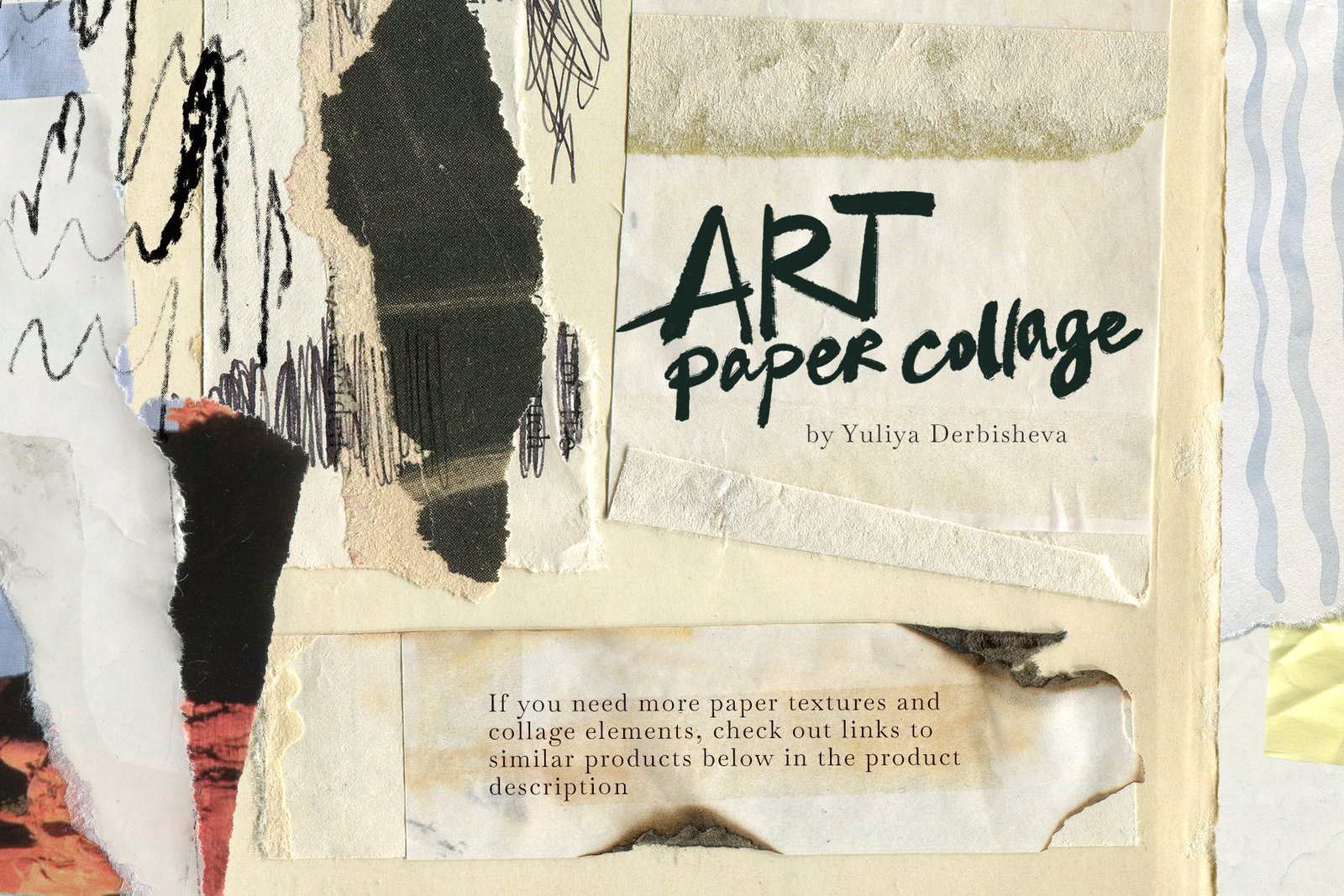 Art Paper collage Vintage &amp; Modern Overlay Textures, Torn, ripped, cutout elements scraps