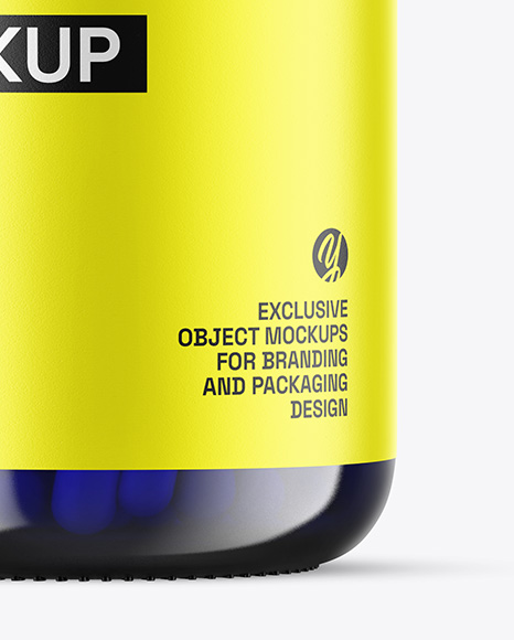 Blue Glass Pills Jar Mockup