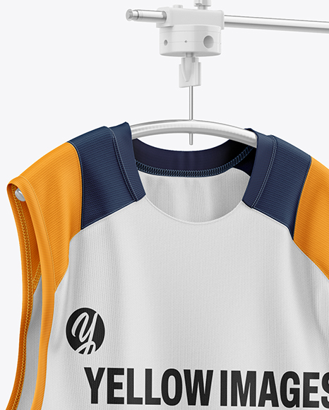 Training Sleeveless Jerseys Hanging in a Studio Mockup