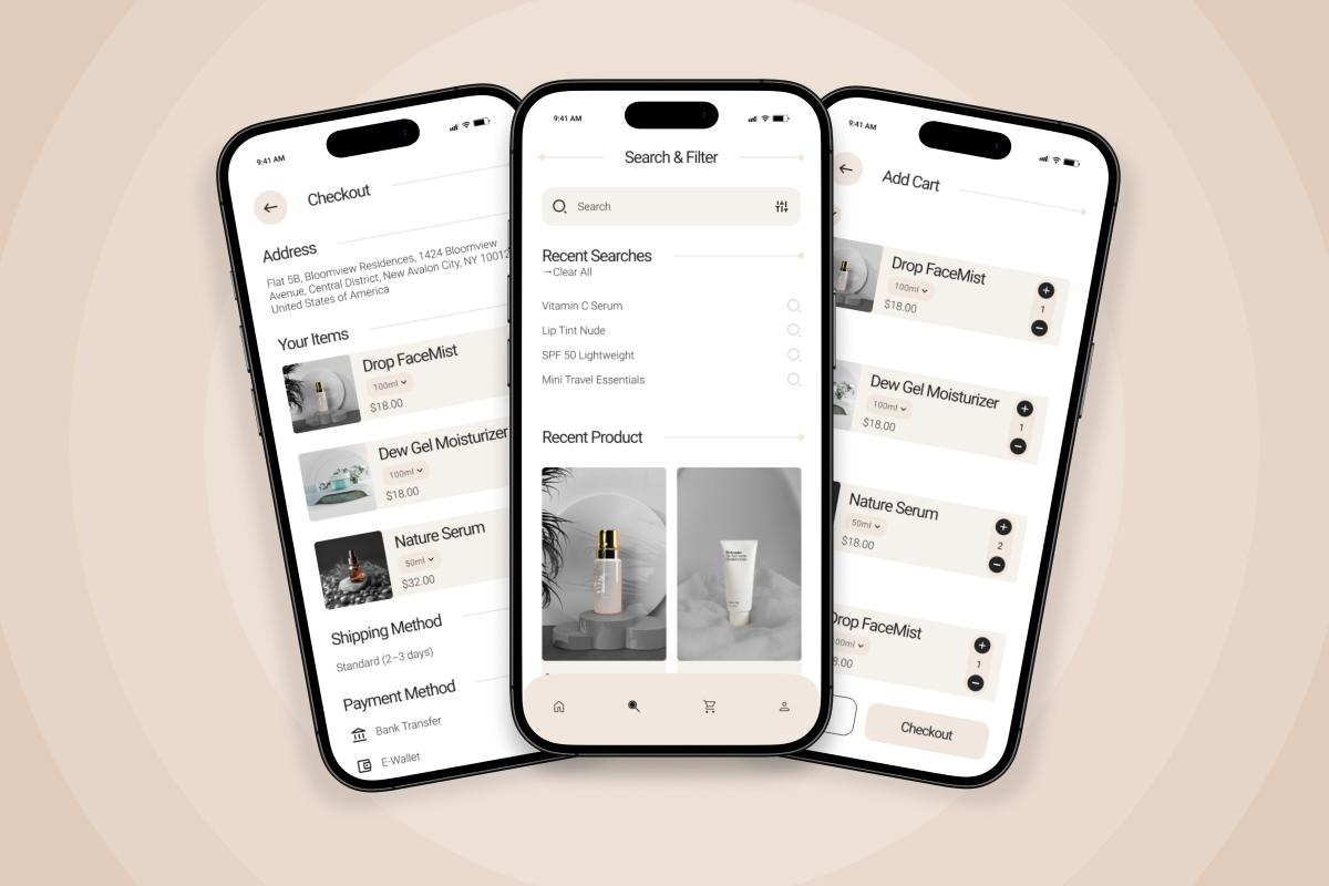 Seriss – Skincare &amp; Beauty App UI Design Template