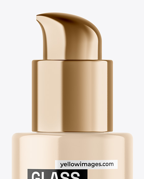 Clear Glass Cosmetic Bottle with Pump Mockup