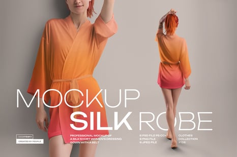 6 Mockups of a Silk Robe. Vol 02 - Apparel Mockups