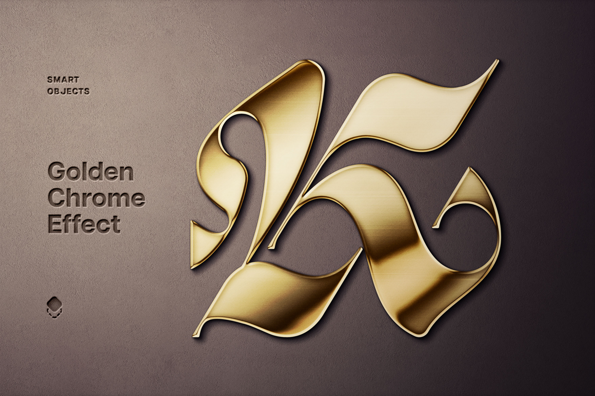 Realistic Gold Text &amp; Logo Mockup