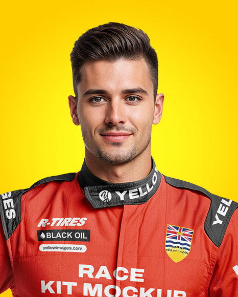 Man Wearing Racing Kit With Helmet Mockup