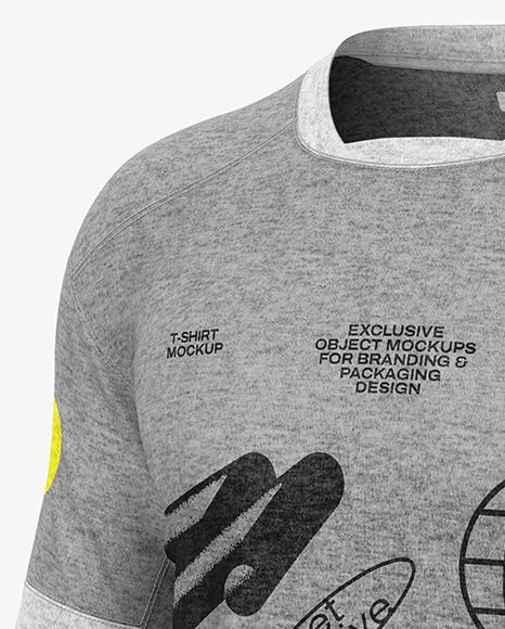 Heather T-Shirt Mockup - Half Side View