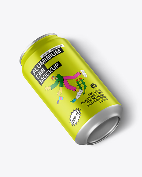 Aluminium Can With Matte Finish Mockup