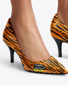 Pair of Pumps on Woman's Legs with Dress Mockup