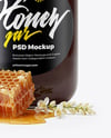 Clear Glass Jar with Buckwheat Honey Mockup