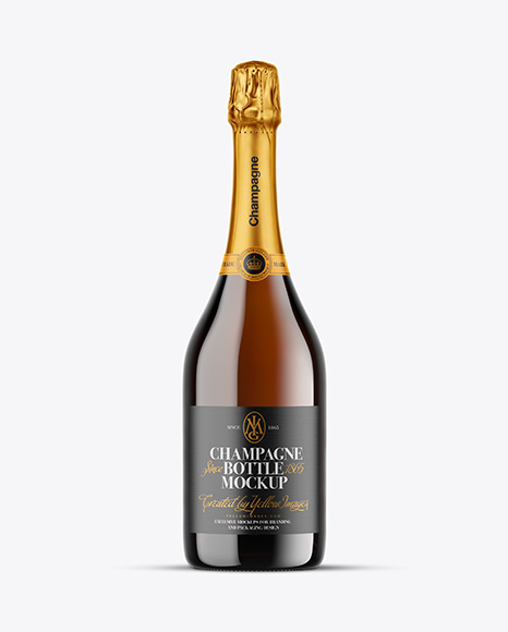 Amber Glass Champagne Bottle Mockup