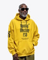 Elderly Black Man Wearing Hoodie and Sunglasses Mockup